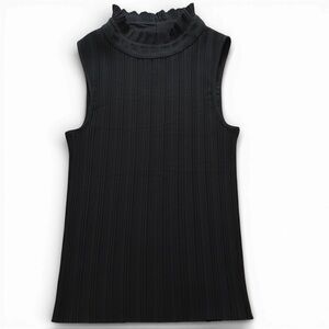 Maje Paris “Locally” Black Pleated Mock Neck Top – Size 3 (L)